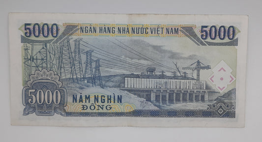 1991 Vietnam, Cong Hoa Xa Hoi Chu Nghia - 5000 Vietnamese Dong Banknote P-107