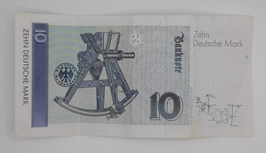 1991 Federal Republic of Germany BRD - 10 (Ten) German Mark Banknote P-38b Serial No. AK 0049054 Y4