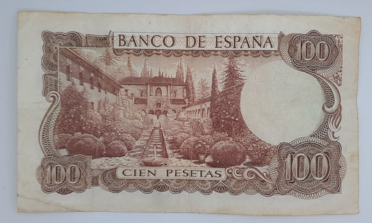 1970 Spain, Banco De Espana - 100 Spanish Pesetas Banknote ESP P-152 Serial No P 7749973