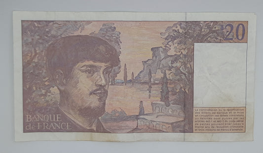 1997 Banque De France - 20 (Twenty) French Francs Banknote Serial No. K062 295325 P-151i