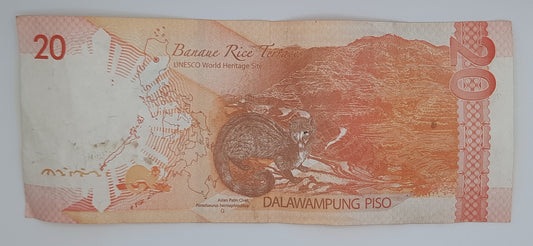 2018 Central Bank of The Philippines - 20 Piso / Pesos Banknote P-206a Serial NO. B 672015