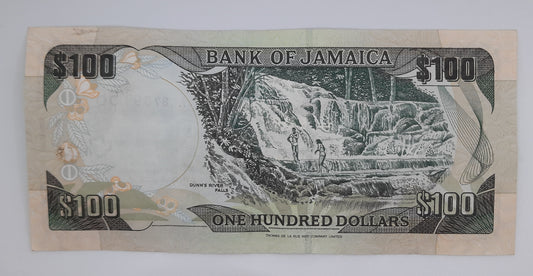 2005 Jamaica, Bank of Jamaica - 100 Jamaican Dollars Banknote P-84a Serial No. ACB 739158
