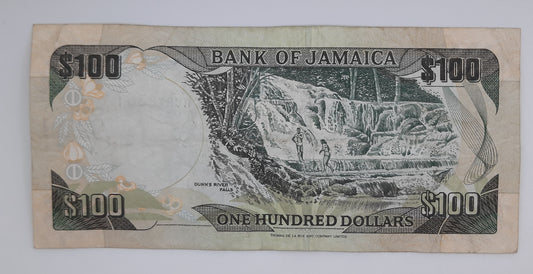 2005 Jamaica, Bank of Jamaica - 100 Jamaican Dollars Banknote P-84a Serial No. ACB 783514