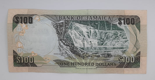 2005 Jamaica, Bank of Jamaica - 100 Jamaican Dollars Banknote P-84a Serial No. ACB 739159