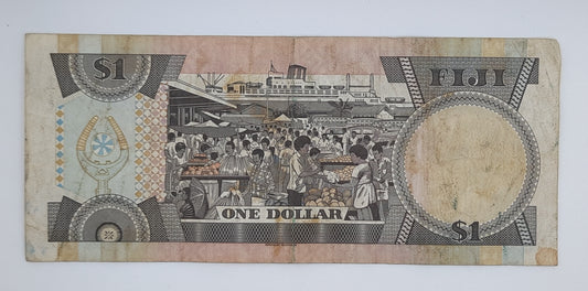 1987 Reserve Bank of Fiji - 1 (One) Fiji Dollar Banknote P-86a Serial No. D3 428101