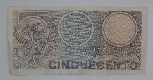 1979 Banca D'Italia, Italy - 500 Italian Lire ITL Banknote P-94 Serial NO. P31 531392