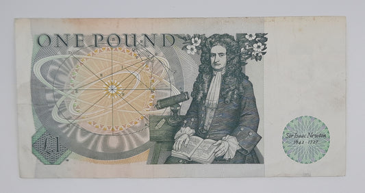 1981 Bank of ENGLAND, United Kingdom - £1 (One) British Pound Banknote Somerset, Serial No. DN64 659401