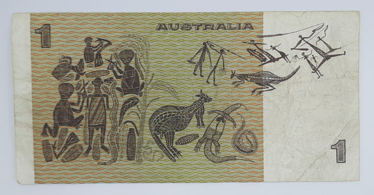 1982 Reserve Bank of Australia - 1 (One) AUD Australian Dollar Banknote Serial No. DLU 593518 P-42c
