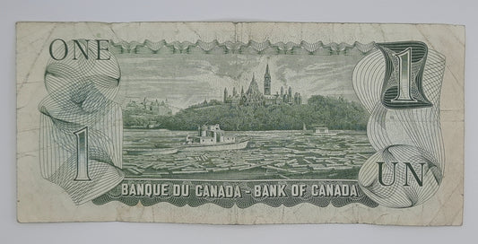 1973 Bank of Canada / Banque Du Canada - 1 (One) Canadian Dollar CAD Banknote P-85 Serial No. ALM 6430239