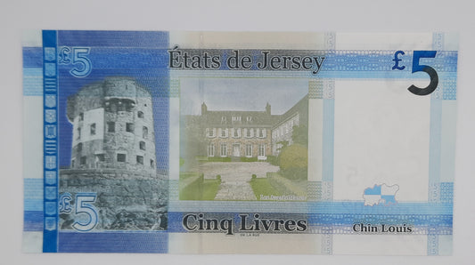 2010 States of Jersey, Channel Islands - 5 (Five) Jersey Pounds Banknote Serial No. AD 090002P-33