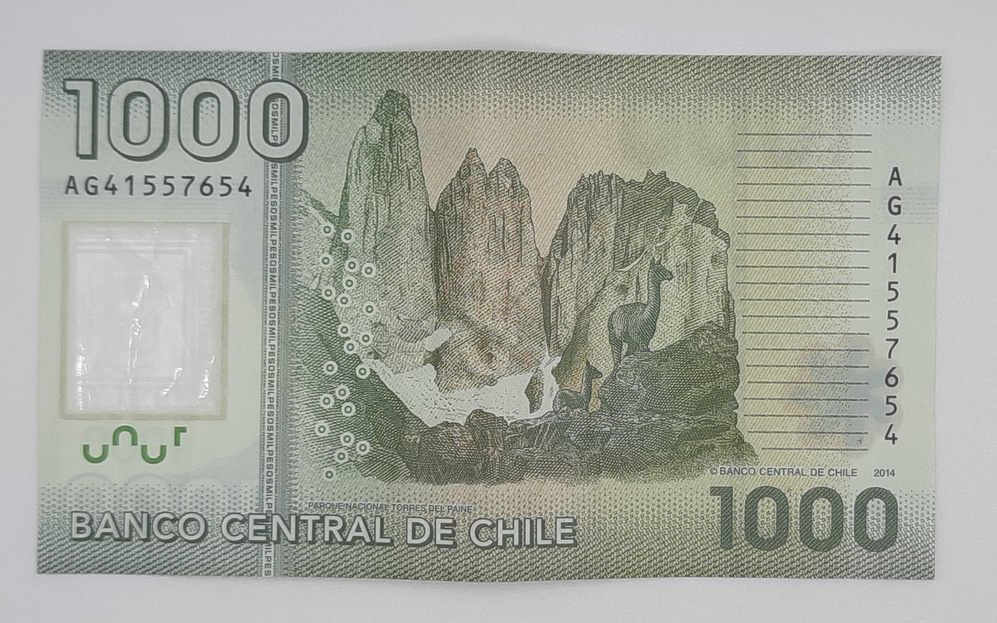 2014 Banco Central De Chile – 1000 Chilean Pesos Banknote P-161 Serial No. AG 41557654