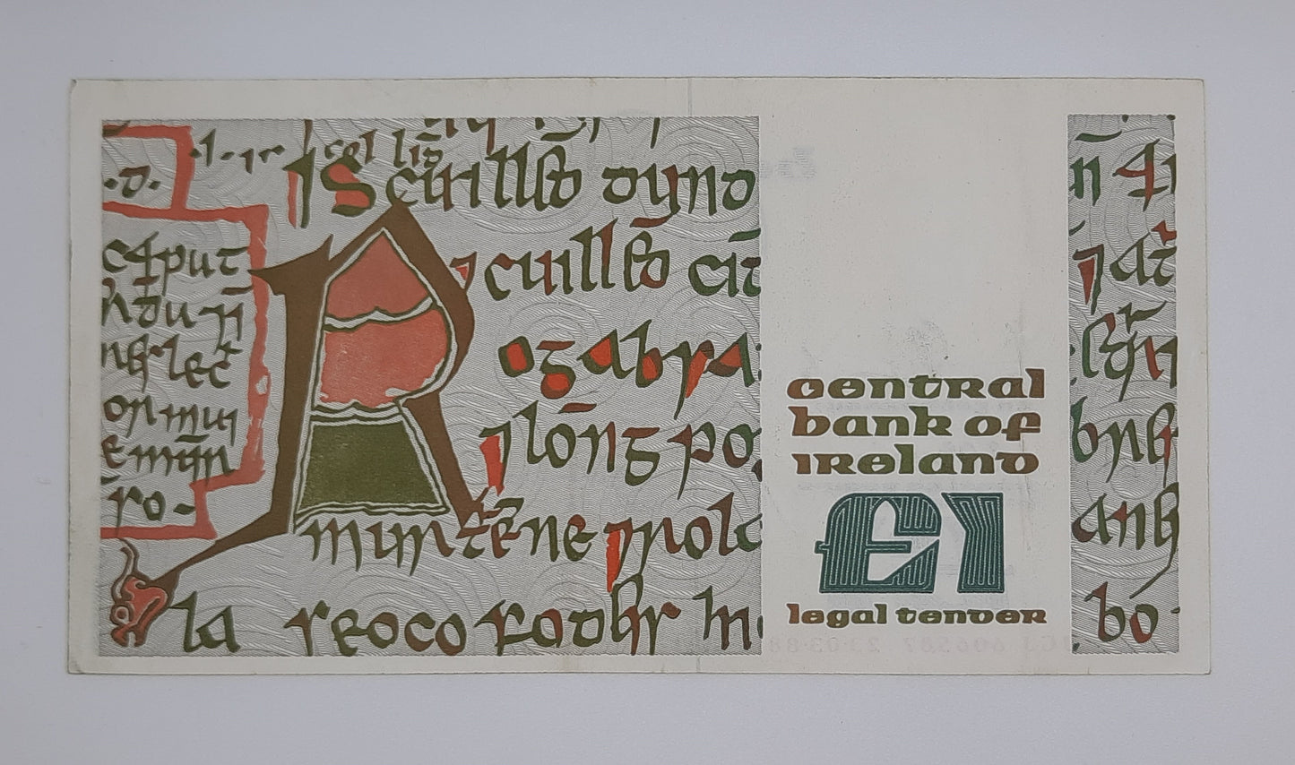1988 Ireland, The Central Bank of Ireland - 1 (One) Pound Banknote Serial No. JGJ 606587 P-70d
