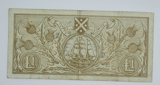 1967 The Bank of Scotland UK - £1 (One) Scottish Pound Banknote Serial No. AV 0545172 P-327a