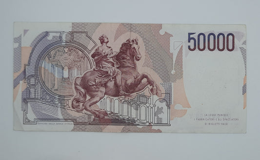 1984 Banca D'Italia, Italy - 50000 Italian Lire ITL Banknote P-113 Serial No. GA 090390 V