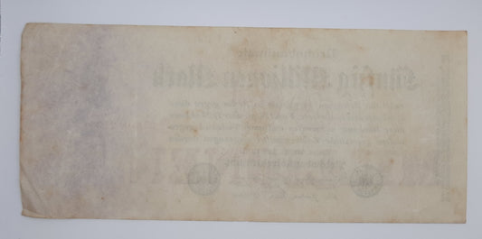 1923 Germany Weimarer Republic - 50000000 German Mark Banknote P-97b Serial No. 23N 042131