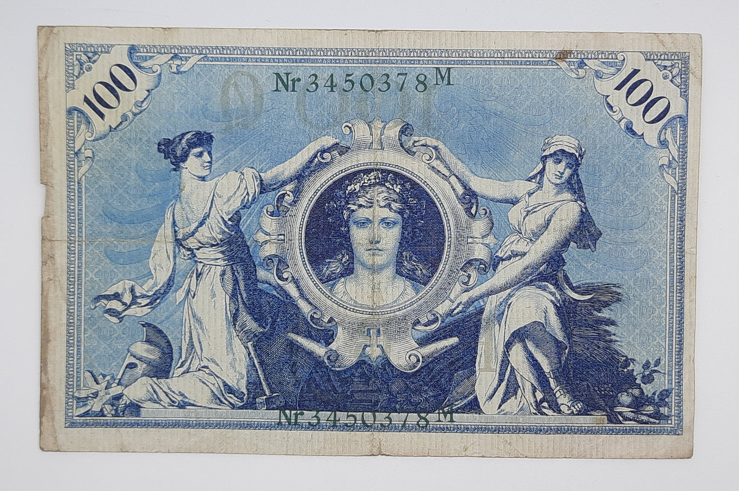 1908 Germany, German 2nd Empire 100 German Mark Banknote P-34a Serial No. M 3450378