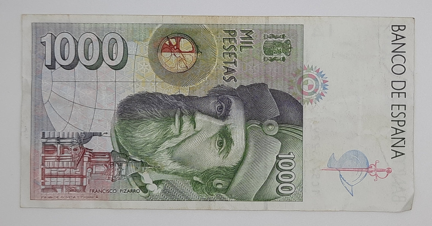 1992 Spain, Banco De Espana - 1000 Spanish Pesetas Banknote ESP Serial No 1C 5743229 P-163