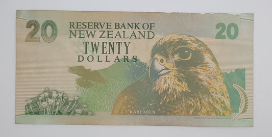 1994 Reserve Bank of New Zealand - $20 NZD Dollars Banknote Serial No. DU 772476 P-183a