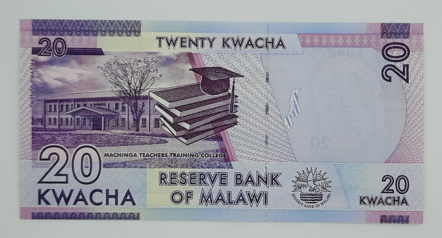 2015 Reserve Bank of Malawi - 20 Malawian Kwacha Banknote Wor P-63b