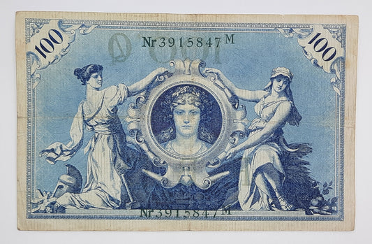1908 Germany, German 2nd Empire (Kaiserreich) - 100 German Mark Banknote P-34a