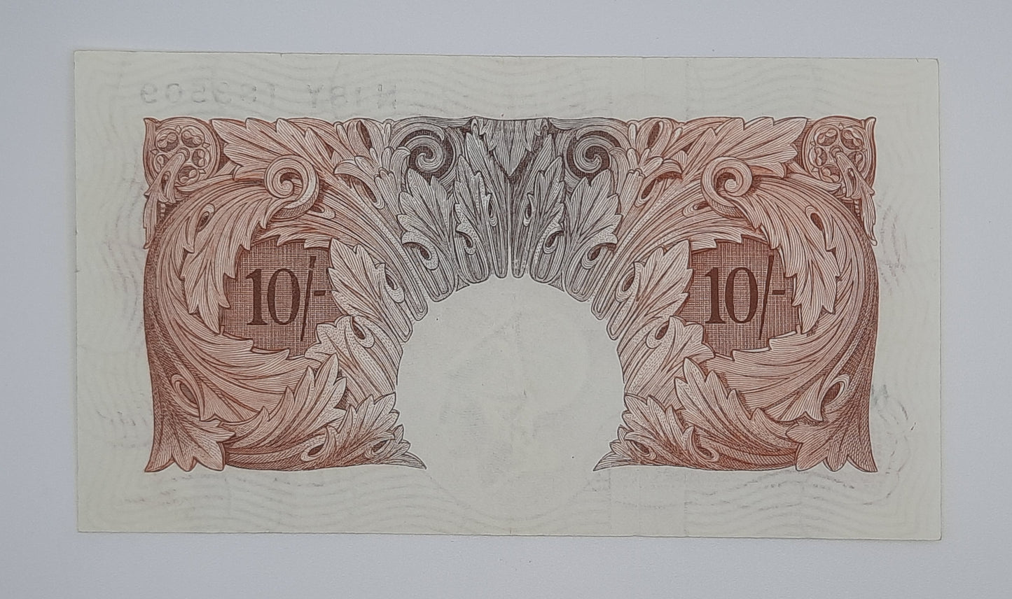 1955 Bank of ENGLAND, UK - 10 /- (Ten) British Shillings Banknote Serial No. N18Y 183509 B-271