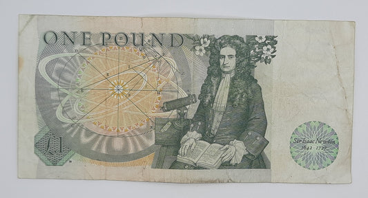 1981 Bank of ENGLAND, United Kingdom - £1 (One) British Pound Banknote Somerset, Serial No. CS19 059247