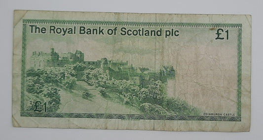 1985 The Royal Bank of Scotland UK - £1 (One) Scottish Pound Banknote P-341 Serial No. D21 118809