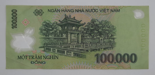 2010 Vietnam, Cong Hoa Xa Hoi Chu Nghia - 100000 Vietnamese Dong Banknote P-122g Serial No. OI 10681628