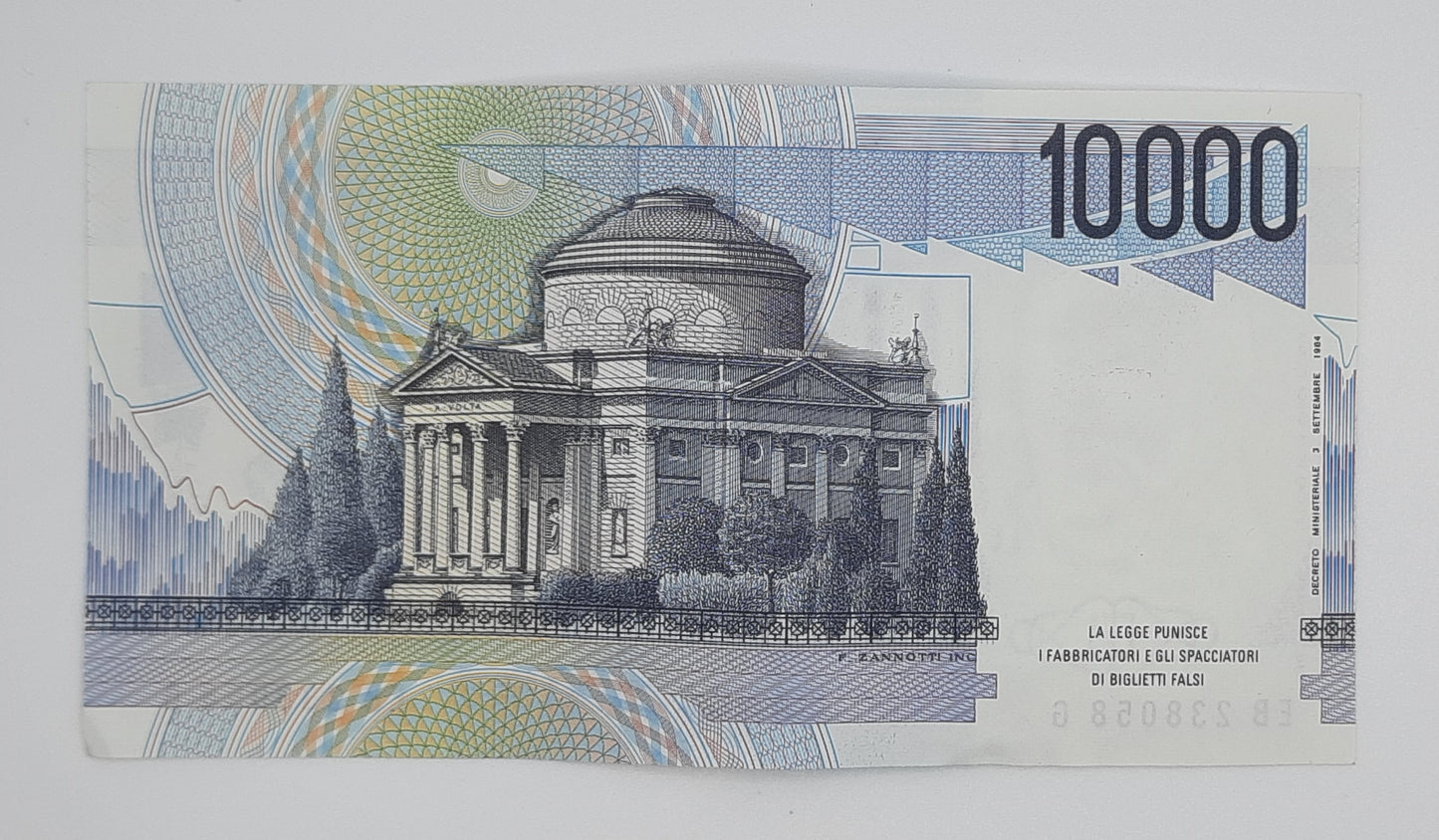 1984 Banca D'Italia, Italy - 10000 Italian Lire ITL Banknote P-112 Alessandro Volta