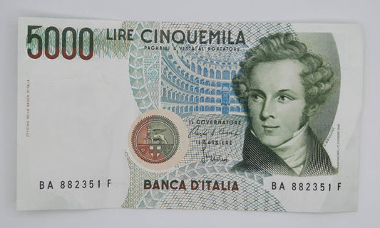 1985 Banca D'Italia Italy - 5000 Italian Lire ITL Banknote P-111 Bellini