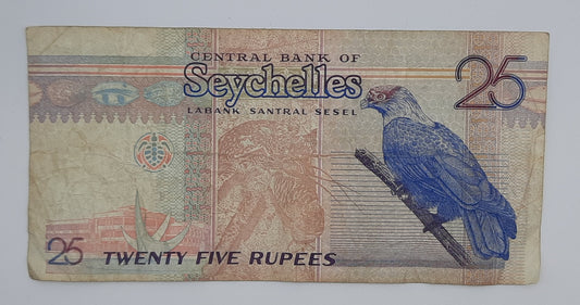 1998 Central Bank of Seychelles - 25 Rupees Banknote Serial No. AA 405514 P-37