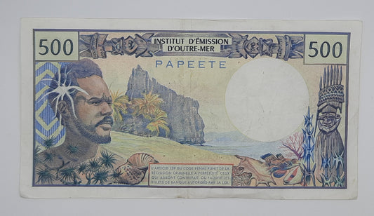 1985 French Pacific Territories, Institut d'Émission d'Outre-Mer - 500 CFP Francs Banknote Serial No. A4 37824 P-25d