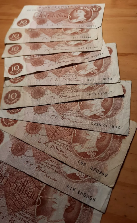 1960s -1970s Bank of England 10 /- British Shillings old Banknote - various Cashiers available on request