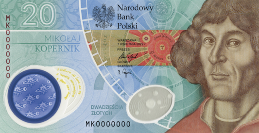 2022 Narodowy Bank Polski, Poland - 20 Polish Zlotych PLN Banknote Nicolaus Copernicus '550th Anniversary Tribute'