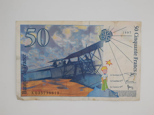 1997 Banque De France - 50 (Fifty) French Francs Banknote Serial No. X 035738819