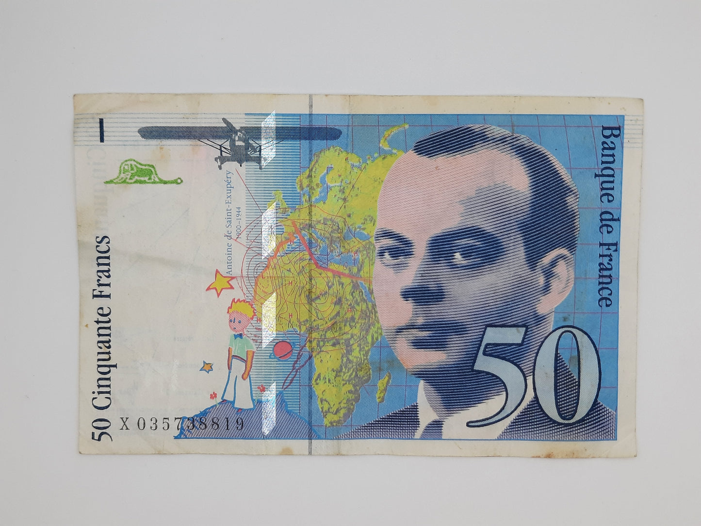 1997 Banque De France - 50 (Fifty) French Francs Banknote Serial No. X 035738819