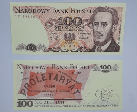 1988 - Narodowy Bank Polski, Poland - 100 (Sto) Polish Zlotych PLN Banknote UNC