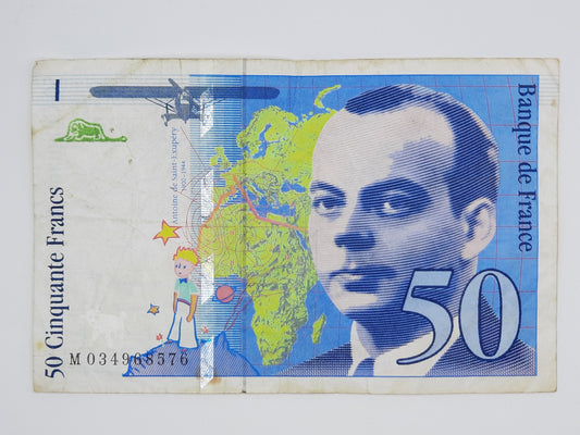 1997 Banque De France - 50 (Fifty) French Francs Banknote Serial No. M 03496876