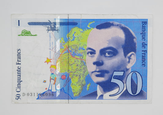 1997 Banque De France - 50 (Fifty) French Francs Banknote Serial No. D 031196096