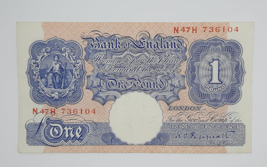 1940 - Bank of England, UK - £1 (One) British Pound Banknote Serial No. N47H 736104 - Peppiatt