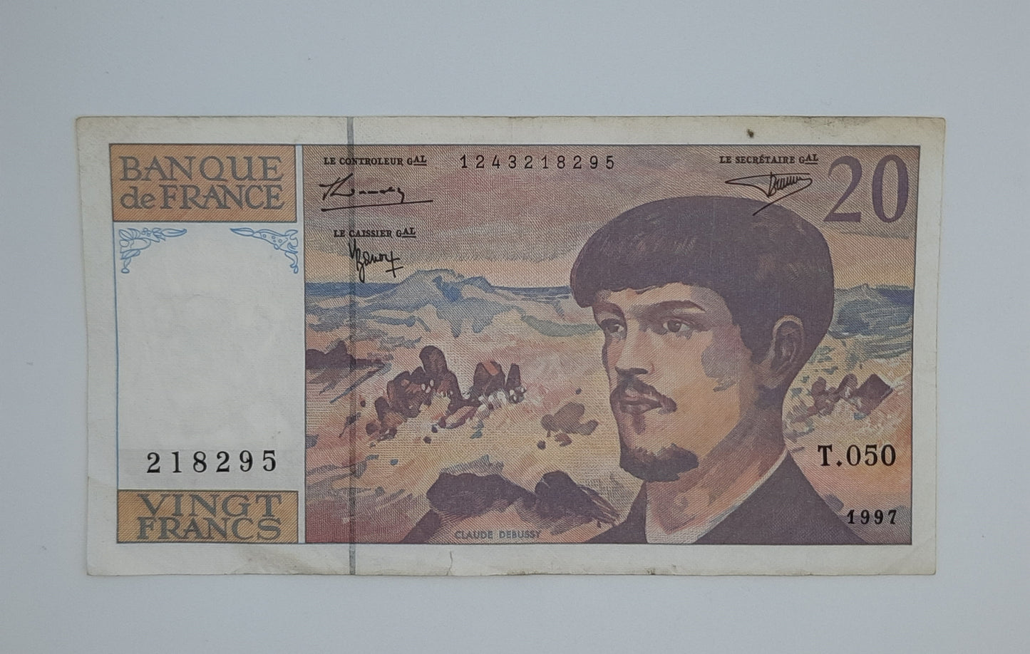1997 Banque De France - 20 (Twenty) French Francs Banknote Serial No. T.050 218295