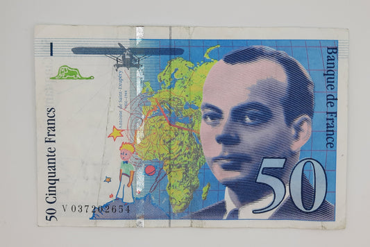 1997 Banque De France - 50 (Fifty) French Francs Banknote Serial No. V 037202654