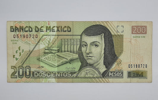 2007 El Banco De Mexico - 200 Mexican Pesos Banknote, Serial No. DM Q 5190720