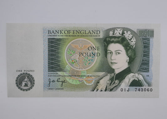 1978 Bank of ENGLAND, UK - £1 (One) British Pound Banknote Jo Page Uncirculated UNC