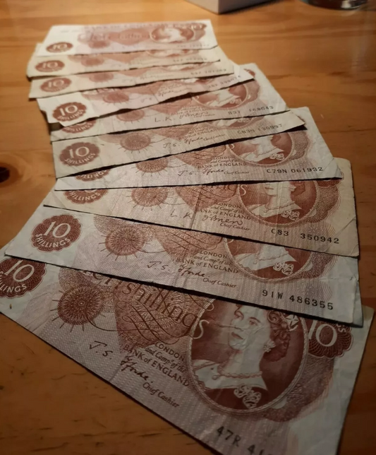 1960s -1970s Bank of England 10 /- British Shillings old Banknote - various Cashiers available on request