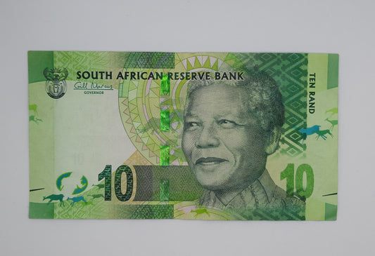 2012 South African Reserve Bank 10 (Ten) Rand ZAR Banknote, Bill No. AA 9096440 P-133a