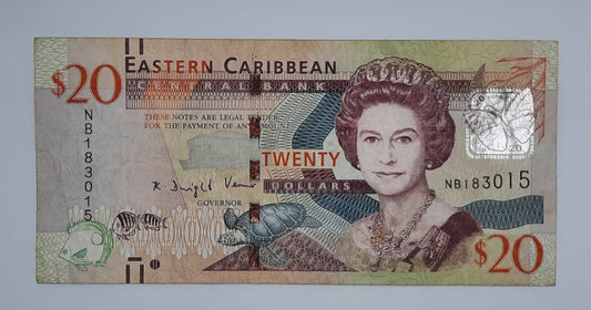 2012 Eastern Caribbean Currency Authority  - $20 Dollars Banknote Serial No NB 183015 P-53a