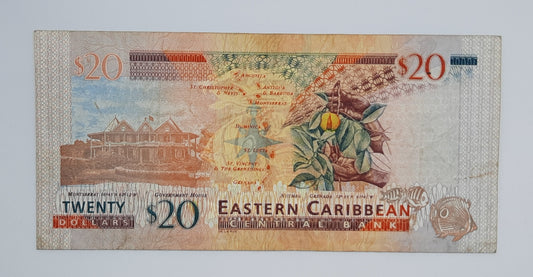 2012 Eastern Caribbean Currency Authority  - $20 Dollars Banknote Serial No NB 183015 P-53a