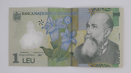 2005 - Romania, Banca Nationala A Romaniei - 1 (One) Romanian Leu / Lei Banknote Serial No. 058B 2681100 P-117