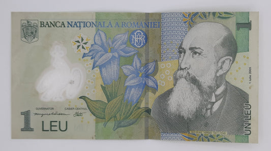 2005 - Romania, Banca Nationala A Romaniei - 1 (One) Romanian Leu / Lei Banknote Serial No. 052C 2433062 P-117